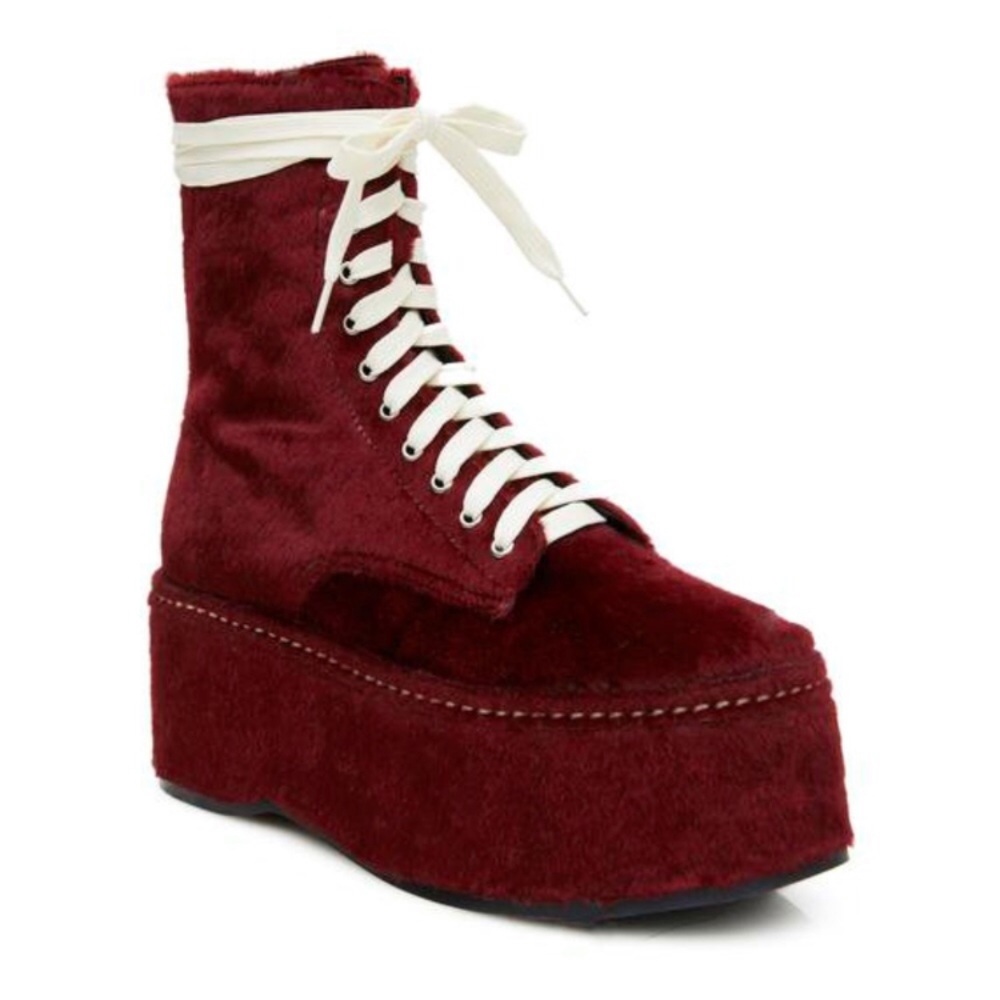 Velvet Platform Boots in Crimson - Picture 1 of 1